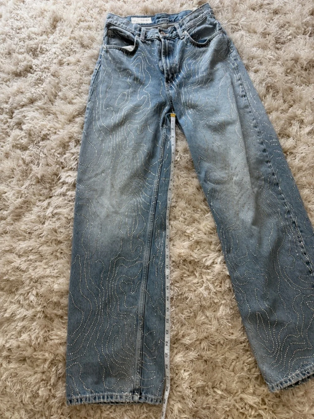 Zara TRF LOW RISE WIDE LEG RHINESTONE Size 2 - Picture 9 of 10